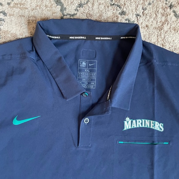 Nike Dri Fit Seattle Mariners MLB Polo Men Size XXL Lightweight Summer Baseball - Picture 3 of 9